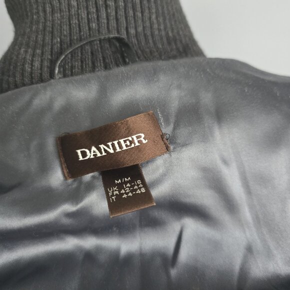 Danier Black leather Coat - Stand Collar Mid-Lenght Jacket - Picture 4 of 4